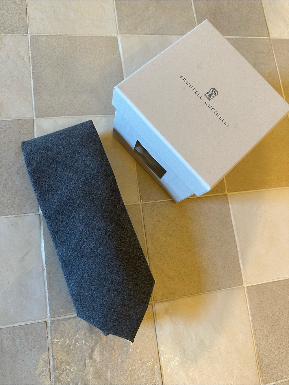 Brunello Cucinelli Dark Gray Solid Wool Tie